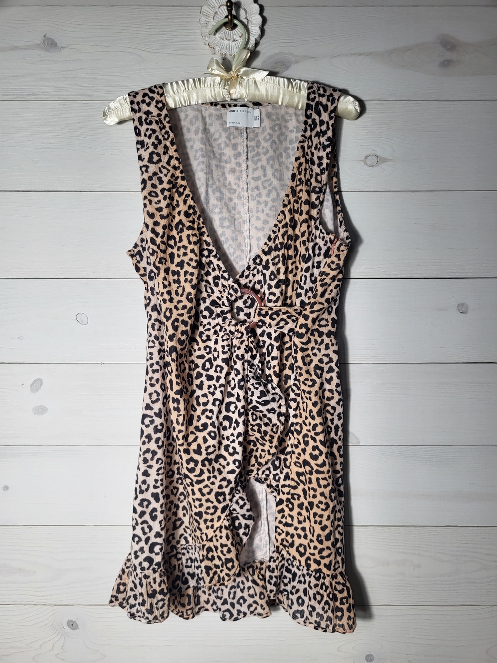 ASOS Dress Sleeveless V-Neck Wrap Ruffle Cotton Summer Festival.